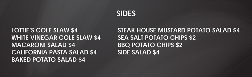 Sides Menu at Lottie's Cafe, Collinsville's Hidden Gem